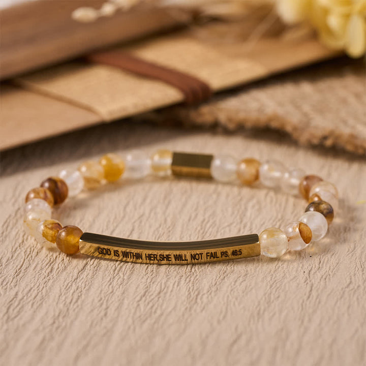 Christianartworkshop Graviertes, gebogenes Stretch-Perlenarmband mit Psalmvers: Gott ist in ihr, sie wird nicht scheitern - F - image 10