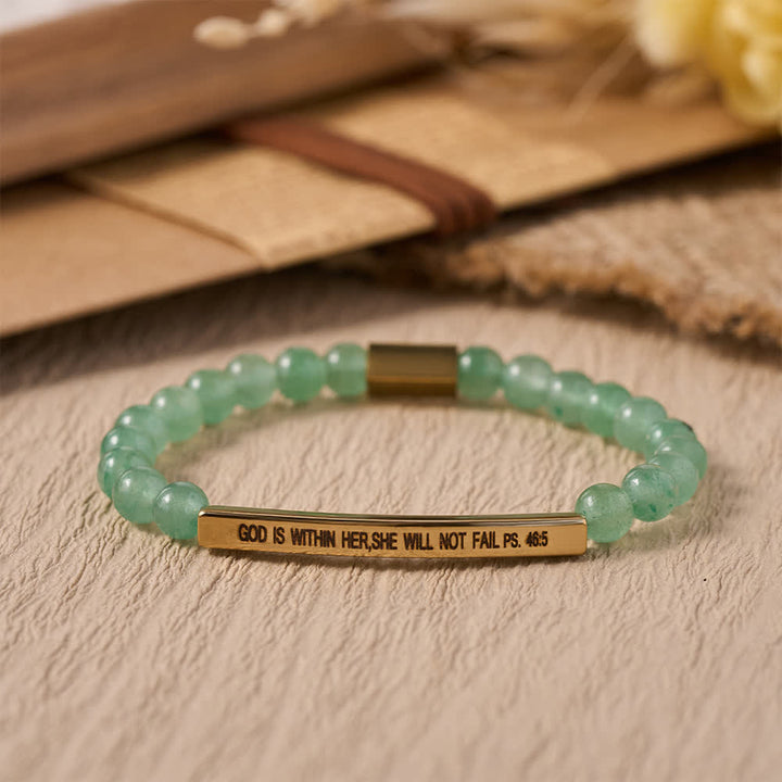 Christianartworkshop Graviertes, gebogenes Stretch-Perlenarmband mit Psalmvers: Gott ist in ihr, sie wird nicht scheitern - H - image 14
