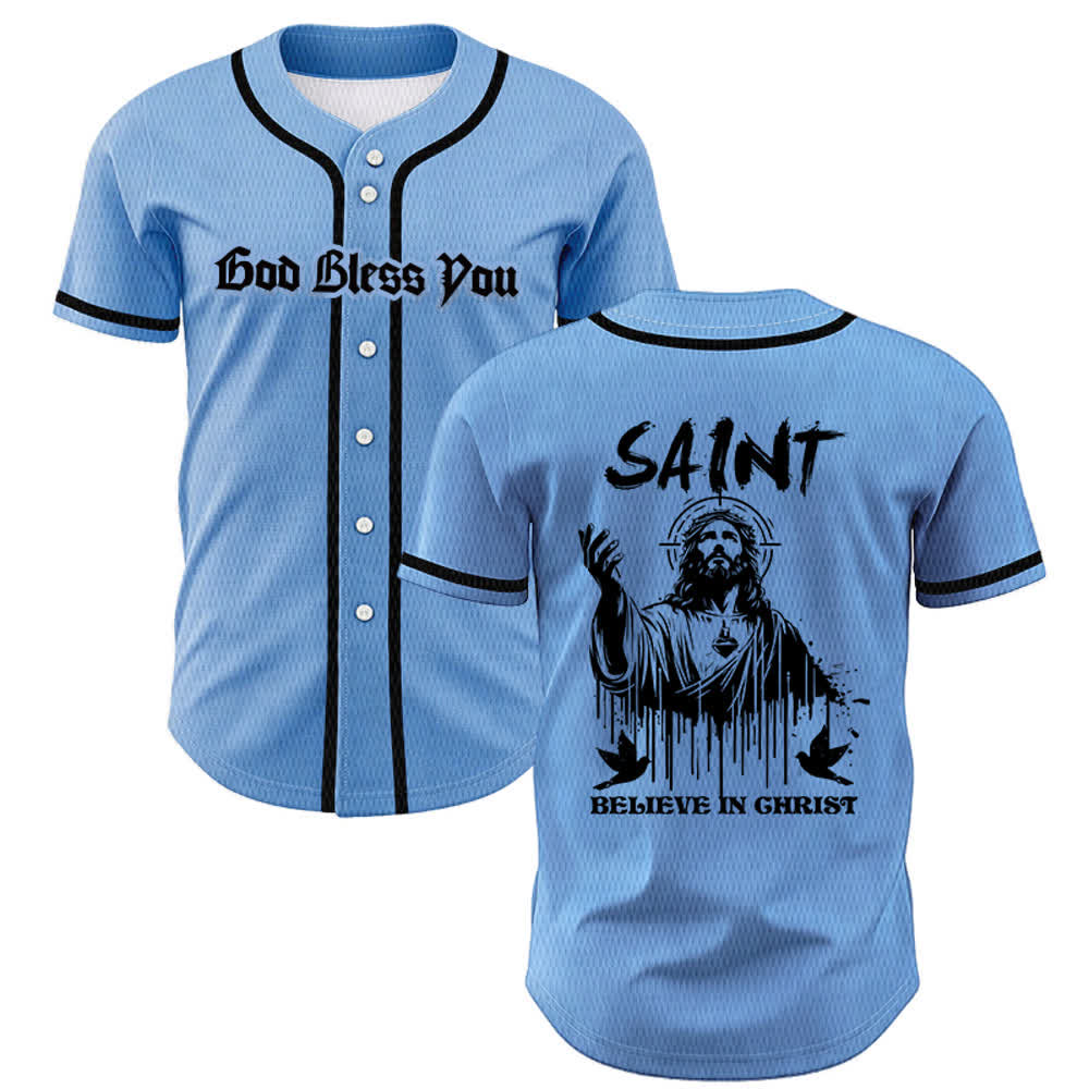 Christianartworkshop Saint Believe In Christ Unisex Baseball Jersey - Blau - 5XL - image 28