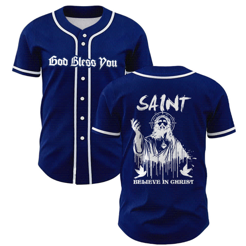 Christianartworkshop Saint Believe In Christ Unisex Baseball Jersey - Marineblau - 5XL - image 35