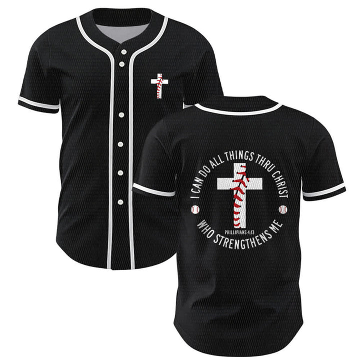 Christianartworkshop Philipper 4:13 Ich kann alles tun Unisex-Baseballtrikot - Schwarz - 5XL - image 14