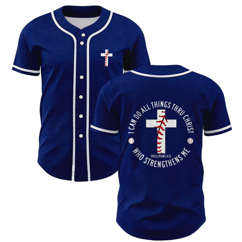 Christianartworkshop Philipper 4:13 Ich kann alles tun Unisex-Baseballtrikot - Marineblau - 5XL - image 42