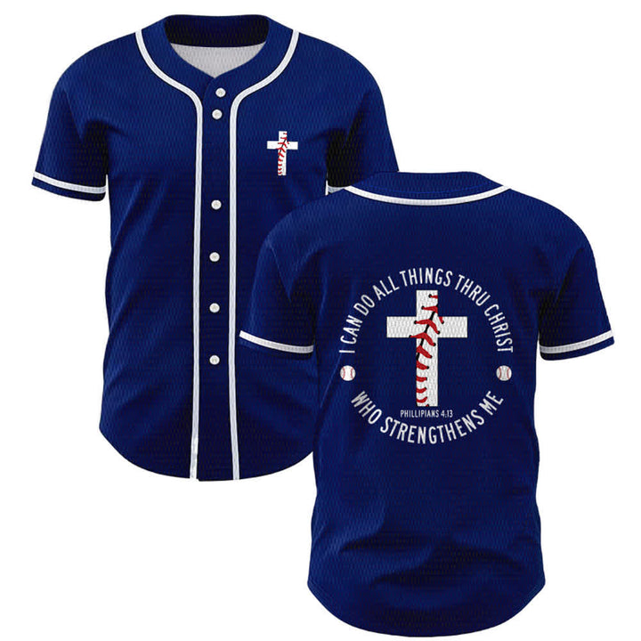 Christianartworkshop Philipper 4:13 Ich kann alles tun Unisex-Baseballtrikot - Marineblau - 5XL - image 42