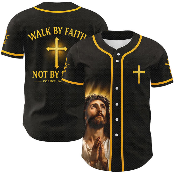 Christianartworkshop Walk By Faith Not By Sight Jesus Cross Unisex Baseball Jersey - Lebe im Glauben, nicht im Sehen. - 5XL - image 0