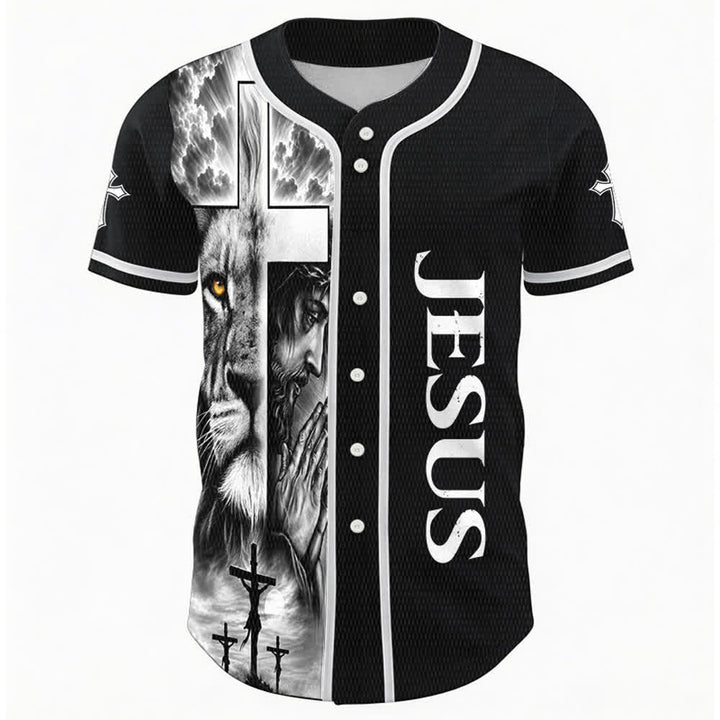 Christianartworkshop Löwenkreuz Jesus Glaube Personalisiertes Namens- und Nummern-Baseballtrikot Unisex Individuelles Trikot - image 2