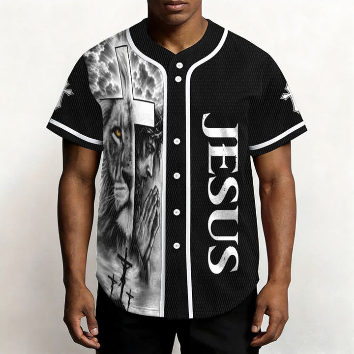 Christianartworkshop Löwenkreuz Jesus Glaube Personalisiertes Namens- und Nummern-Baseballtrikot Unisex Individuelles Trikot - image 6