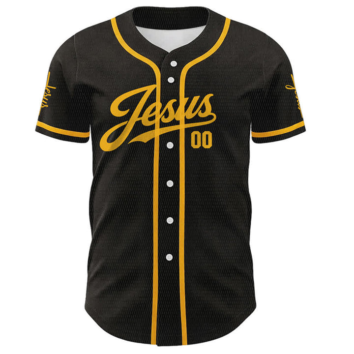 Christianartworkshop Jesus Forgive Golden Cross Red Rose Unisex Custom Baseball Jersey - image 3