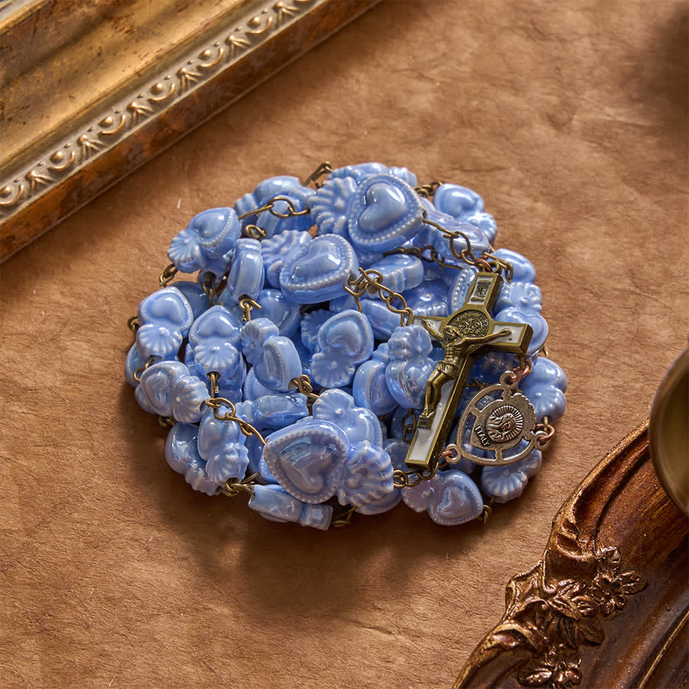 Christianartworkshop Rosenkranz aus Porzellan mit floralem Dekor und emailliertem Kruzifix - image 10