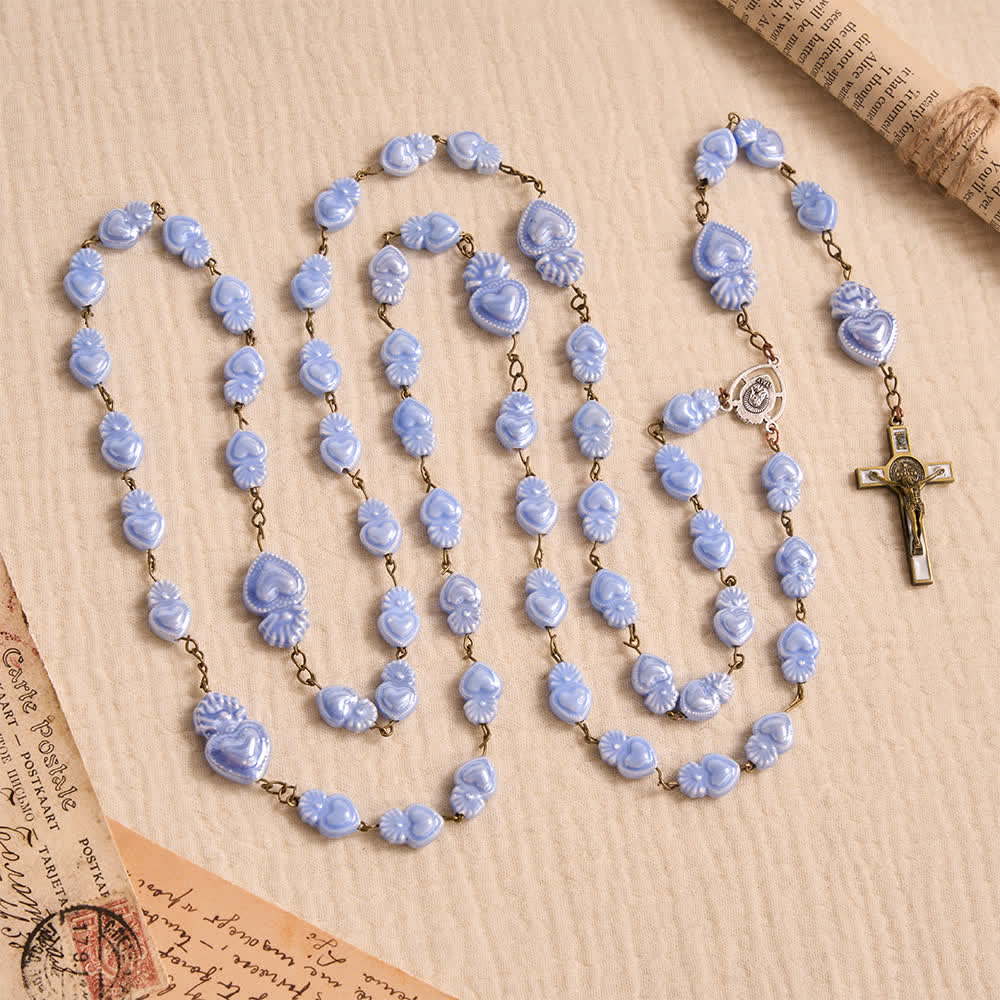 Christianartworkshop Rosenkranz aus Porzellan mit floralem Dekor und emailliertem Kruzifix - image 11