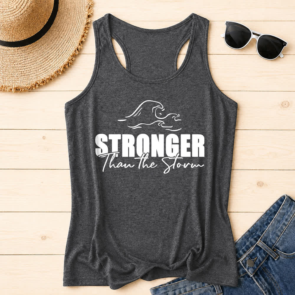Christianartworkshop Stronger Than The Storm Wave Casual Racerback Tank Top - Grau - 2XL - image 6
