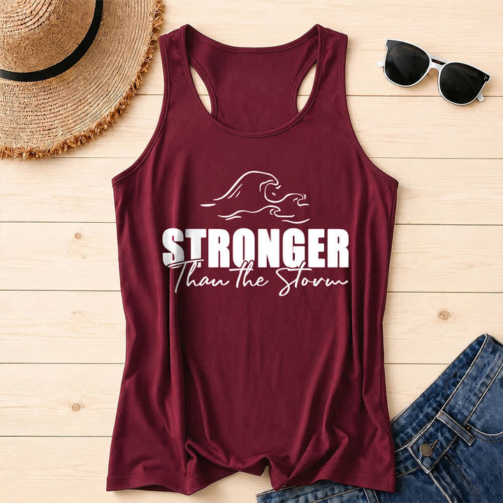 Christianartworkshop Stronger Than The Storm Wave Casual Racerback Tank Top - Wein - 2XL - image 16