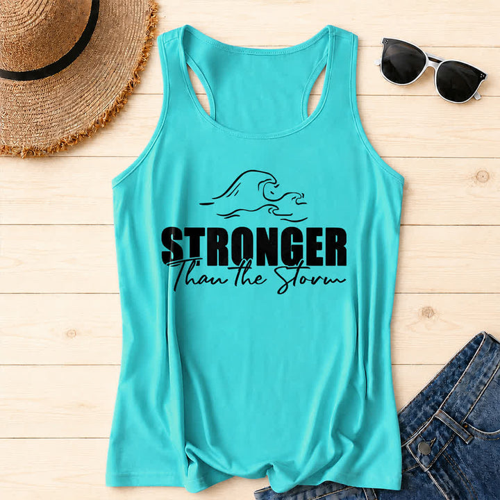 Christianartworkshop Stronger Than The Storm Wave Casual Racerback Tank Top - Minze - 2XL - image 0