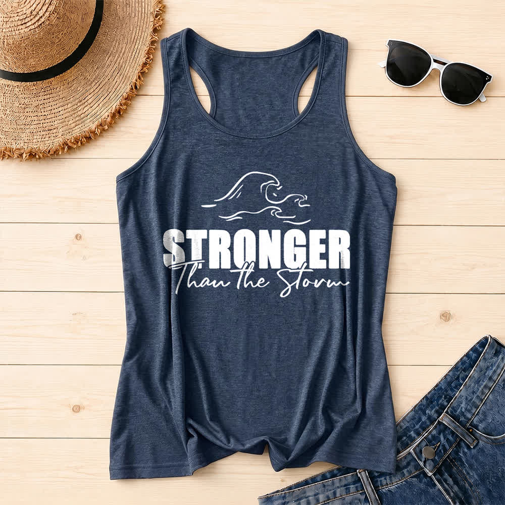Christianartworkshop Stronger Than The Storm Wave Casual Racerback Tank Top - Marineblau - 2XL - image 8
