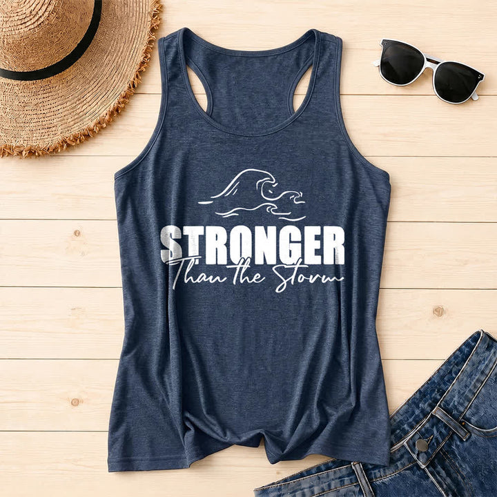 Christianartworkshop Stronger Than The Storm Wave Casual Racerback Tank Top - Marineblau - 2XL - image 8