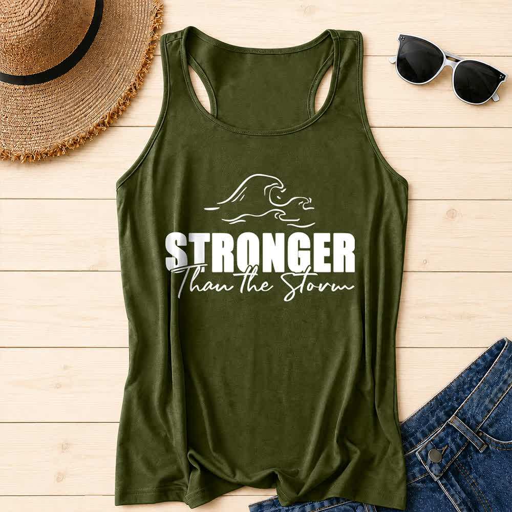 Christianartworkshop Stronger Than The Storm Wave Casual Racerback Tank Top - Armeegrün - 2XL - image 12
