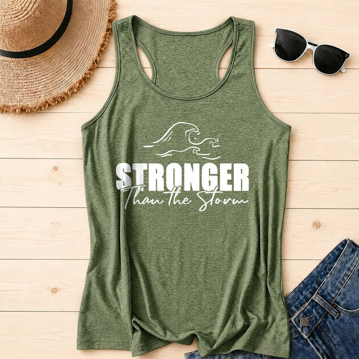 Christianartworkshop Stronger Than The Storm Wave Casual Racerback Tank Top - Olivgrün - 2XL - image 10