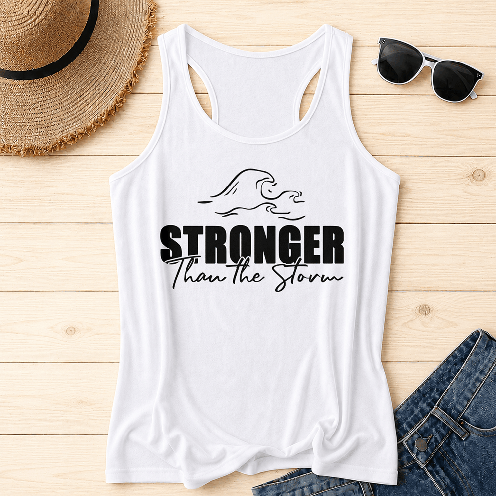 Christianartworkshop Stronger Than The Storm Wave Casual Racerback Tank Top - Weiß - 2XL - image 4