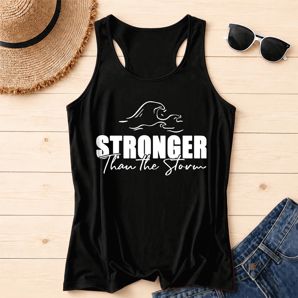 Christianartworkshop Stronger Than The Storm Wave Casual Racerback Tank Top - Schwarz - 2XL - image 2