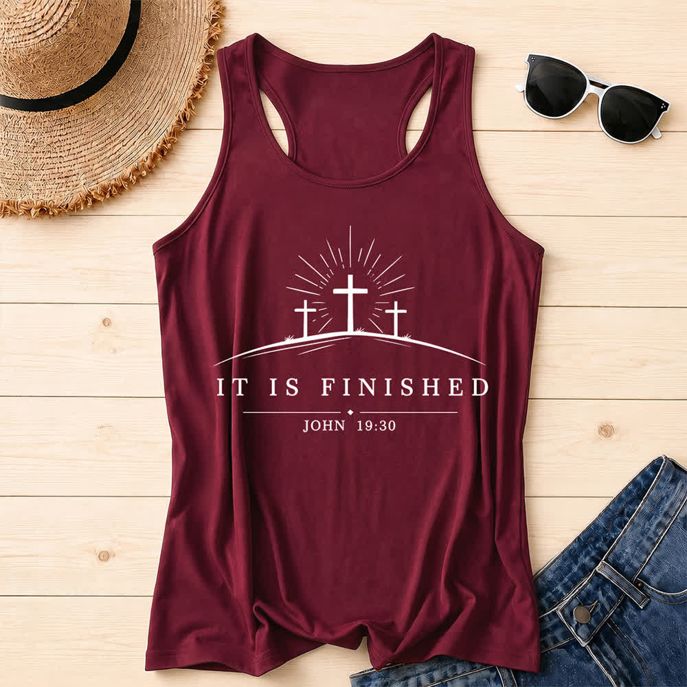 Christianartworkshop Klassisches Tanktop „Glaube, es ist vollbracht“ mit Kreuzmuster und Racerback-Rückenlehne - Wein - 2XL - image 16