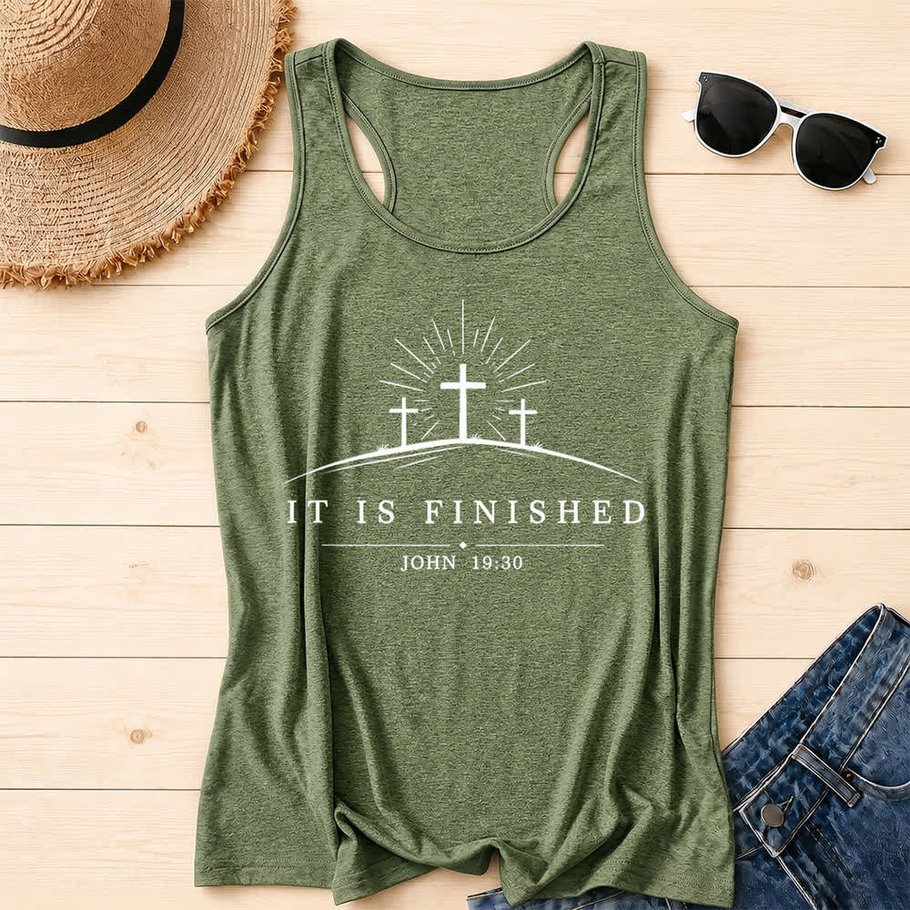 Christianartworkshop Klassisches Tanktop „Glaube, es ist vollbracht“ mit Kreuzmuster und Racerback-Rückenlehne - Olivgrün - 2XL - image 10