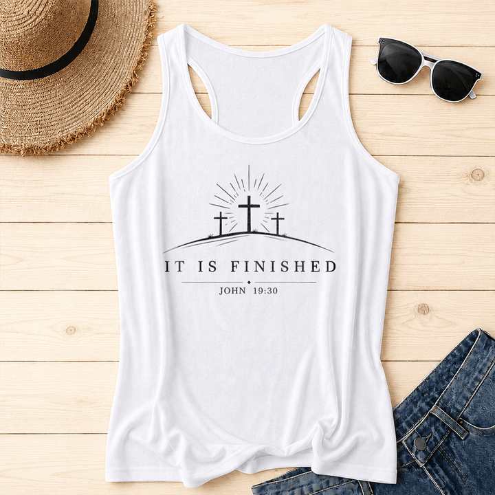 Christianartworkshop Klassisches Tanktop „Glaube, es ist vollbracht“ mit Kreuzmuster und Racerback-Rückenlehne - Weiß - 2XL - image 2