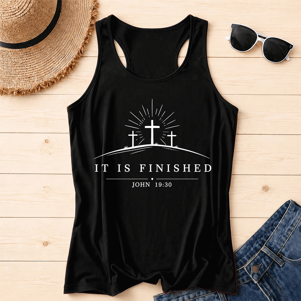 Christianartworkshop Klassisches Tanktop „Glaube, es ist vollbracht“ mit Kreuzmuster und Racerback-Rückenlehne - Schwarz - 2XL - image 0