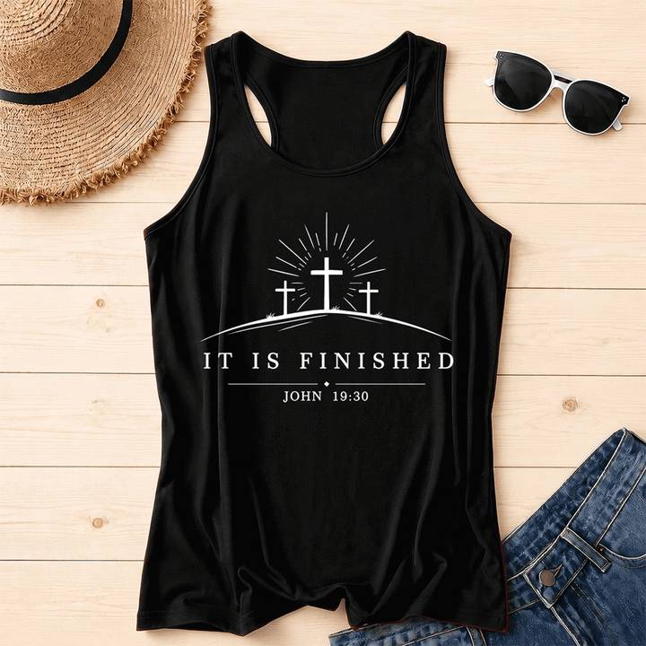 Christianartworkshop Klassisches Tanktop „Glaube, es ist vollbracht“ mit Kreuzmuster und Racerback-Rückenlehne - Schwarz - 2XL - image 0