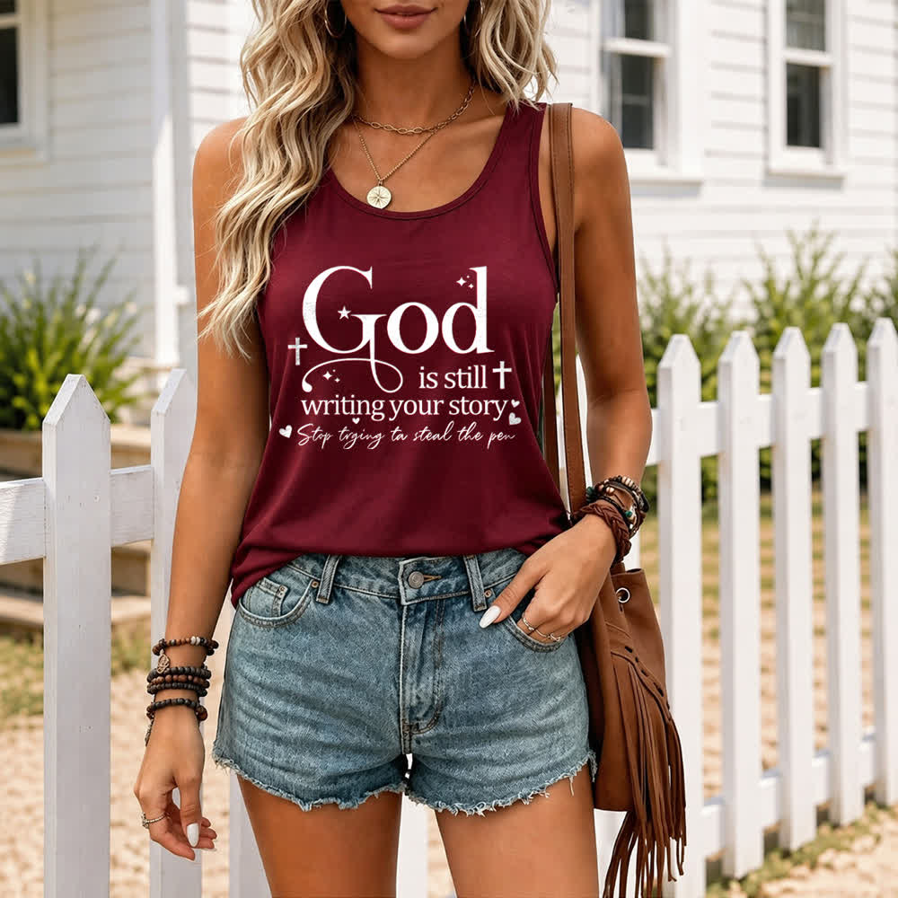 Christianartworkshop Gott schreibt noch immer deine Geschichte Christliches Workout Racerback Tanktop - image 25