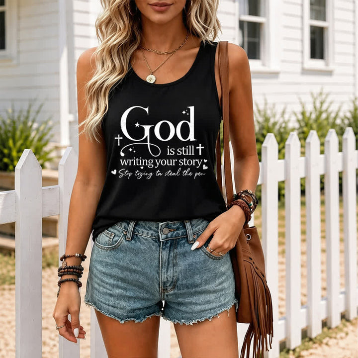 Christianartworkshop Gott schreibt noch immer deine Geschichte Christliches Workout Racerback Tanktop - image 4