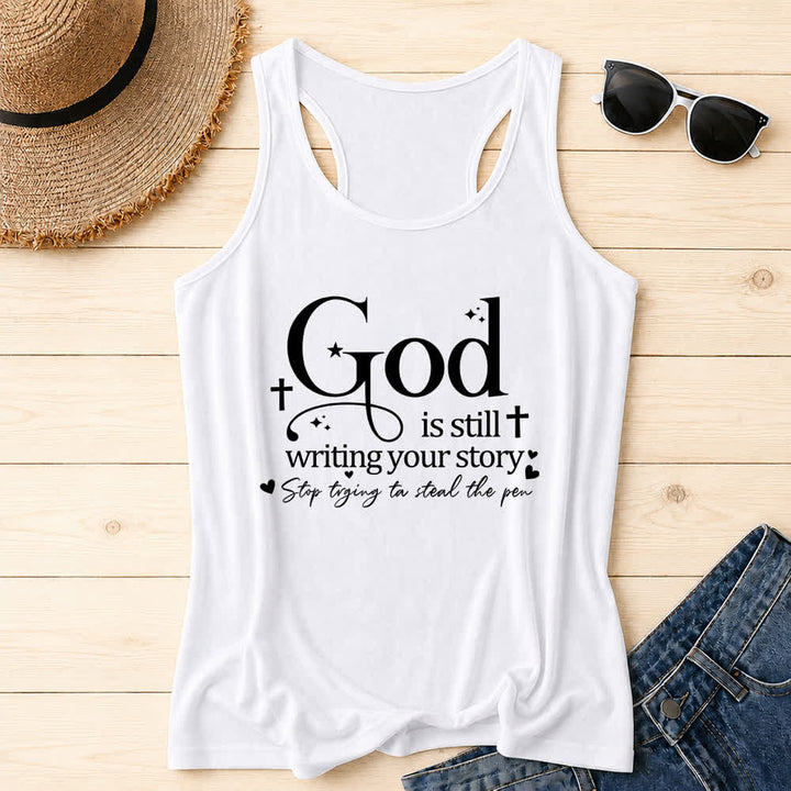 Christianartworkshop Gott schreibt noch immer deine Geschichte Christliches Workout Racerback Tanktop - Weiß - 2XL - image 6