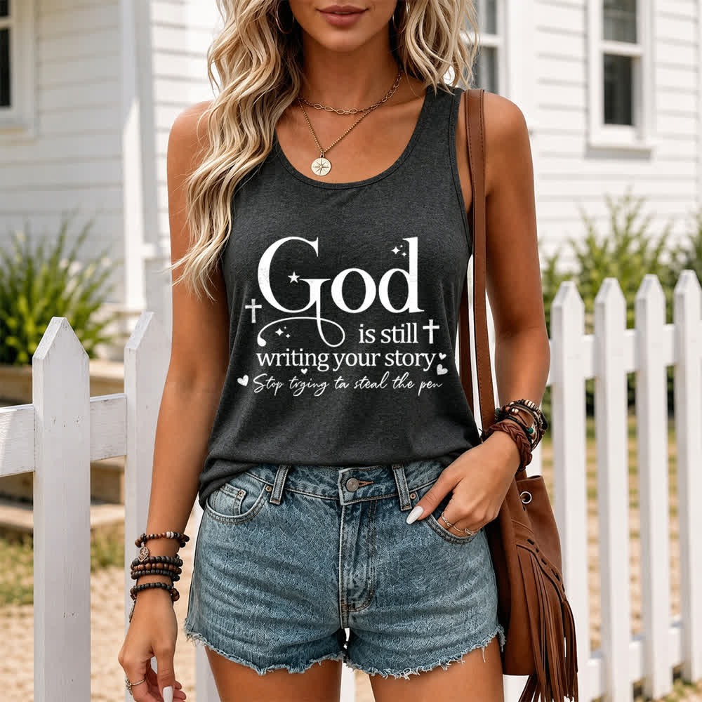 Christianartworkshop Gott schreibt noch immer deine Geschichte Christliches Workout Racerback Tanktop - image 10