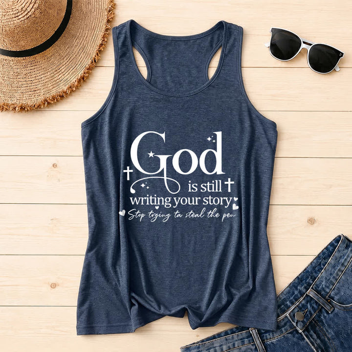 Christianartworkshop Gott schreibt noch immer deine Geschichte Christliches Workout Racerback Tanktop - Marineblau - 2XL - image 15