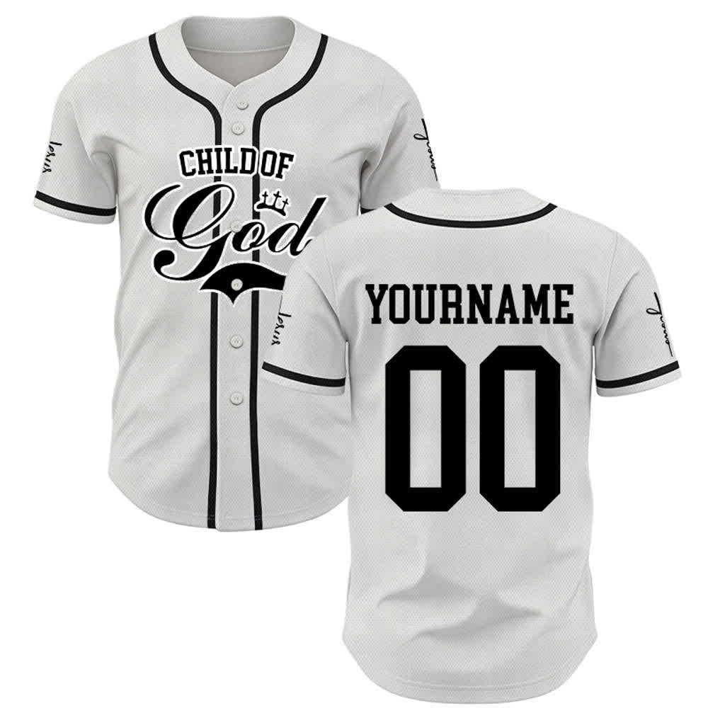 Christianartworkshop Kind Gottes Personalisiertes Namens- und Nummern-Unisex-Baseballtrikot - image 1