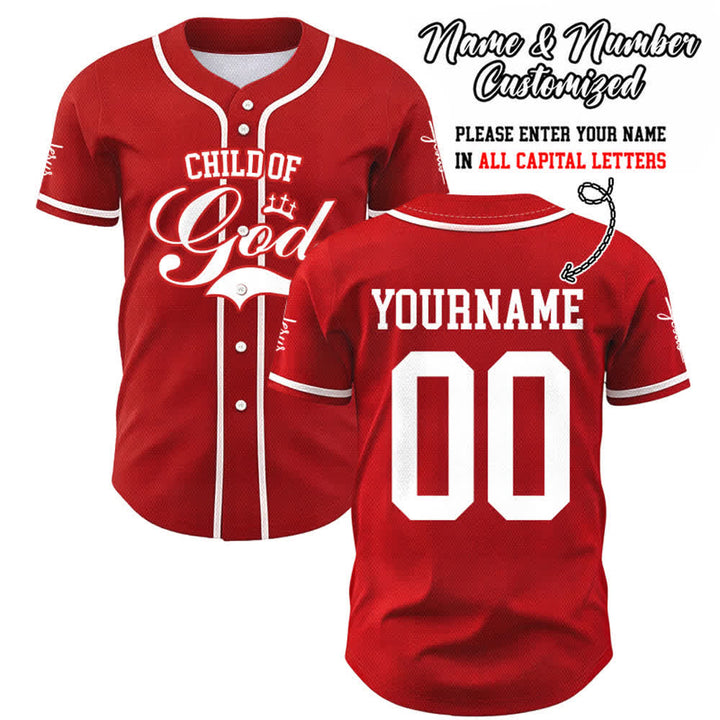 Christianartworkshop Kind Gottes Personalisiertes Namens- und Nummern-Unisex-Baseballtrikot - Rot - 5XL - Name & Nummer angepasst - image 16