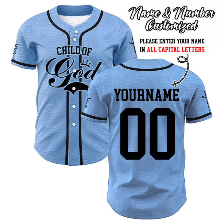 Christianartworkshop Kind Gottes Personalisiertes Namens- und Nummern-Unisex-Baseballtrikot - Blau - 5XL - Name & Nummer angepasst - image 32