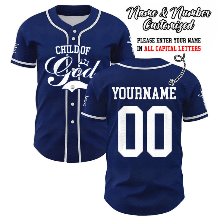 Christianartworkshop Kind Gottes Personalisiertes Namens- und Nummern-Unisex-Baseballtrikot - Marineblau - 5XL - Name & Nummer angepasst - image 40