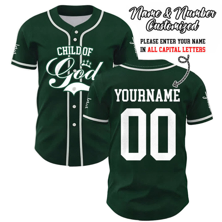 Christianartworkshop Kind Gottes Personalisiertes Namens- und Nummern-Unisex-Baseballtrikot - Grün - 5XL - Name & Nummer angepasst - image 48