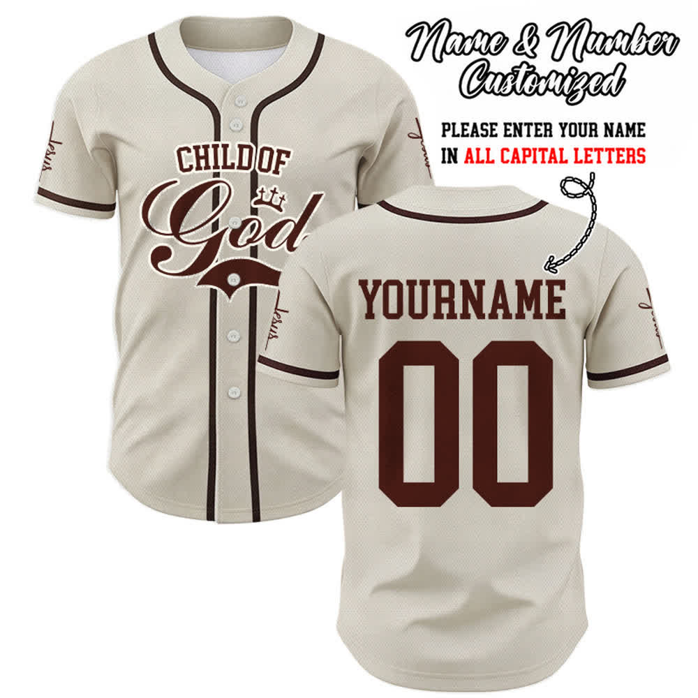 Christianartworkshop Kind Gottes Personalisiertes Namens- und Nummern-Unisex-Baseballtrikot - Aprikose - 5XL - Name & Nummer angepasst - image 56