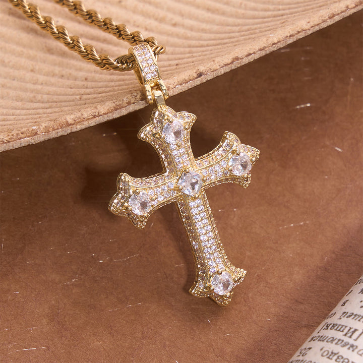 Christianartworkshop Anhänger in Form eines gotischen Fleur-Kreuzes mit gedrehter Seilkette: Symbol strahlender himmlischer Stärke - Golden - image 2
