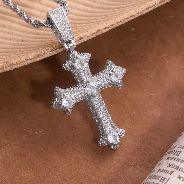 Christianartworkshop Anhänger in Form eines gotischen Fleur-Kreuzes mit gedrehter Seilkette: Symbol strahlender himmlischer Stärke - Silber - image 0