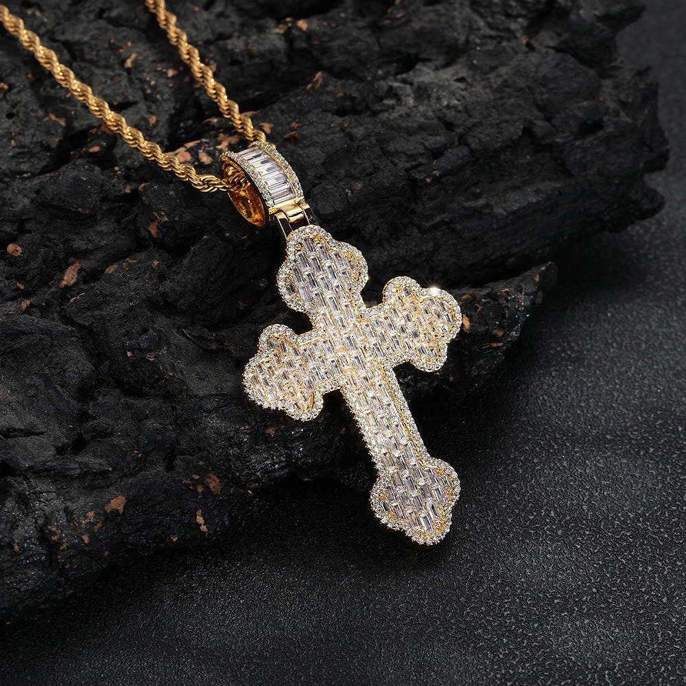 Christianartworkshop Vintage-Kreuzanhänger aus eisgekühltem Baguette: Symbol ewigen himmlischen Schutzes - Golden - image 0