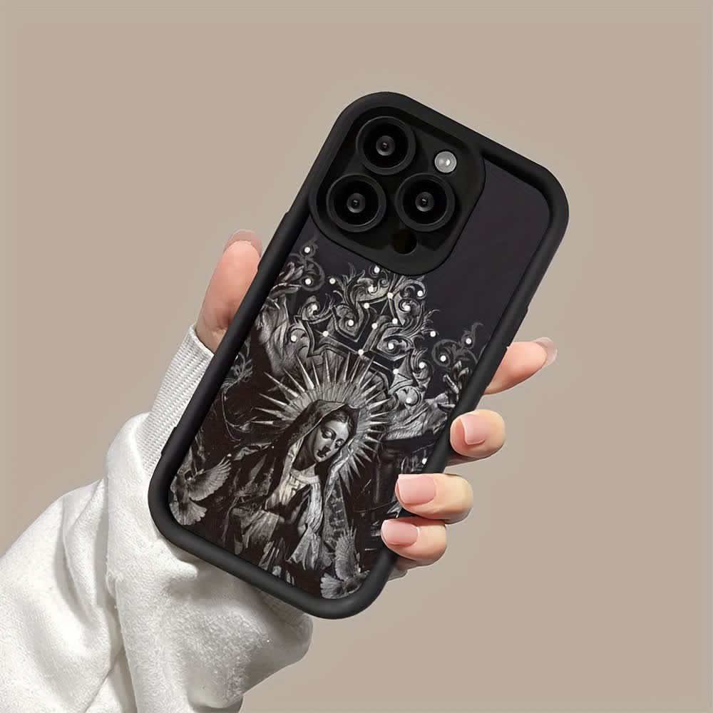 Christianartworkshop Schutzhülle für Handy, Motiv: Heilige Jungfrau Maria, Kreuz, gotischer Stil - image 1