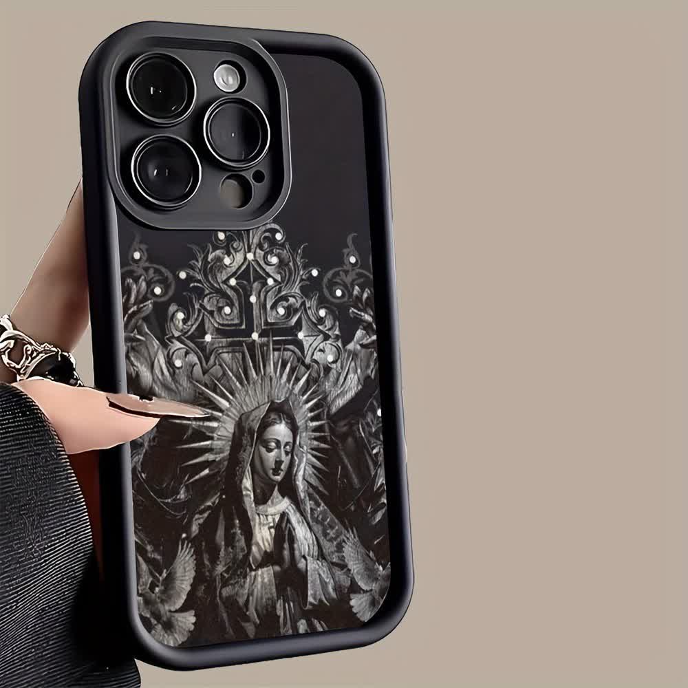 Christianartworkshop Schutzhülle für Handy, Motiv: Heilige Jungfrau Maria, Kreuz, gotischer Stil - image 2