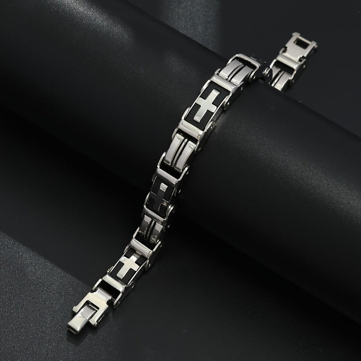 Christianartworkshop Robustes Armband im Biker-Stil mit Kreuzeinlage: Symbol unerschütterlicher innerer Gelassenheit - image 6