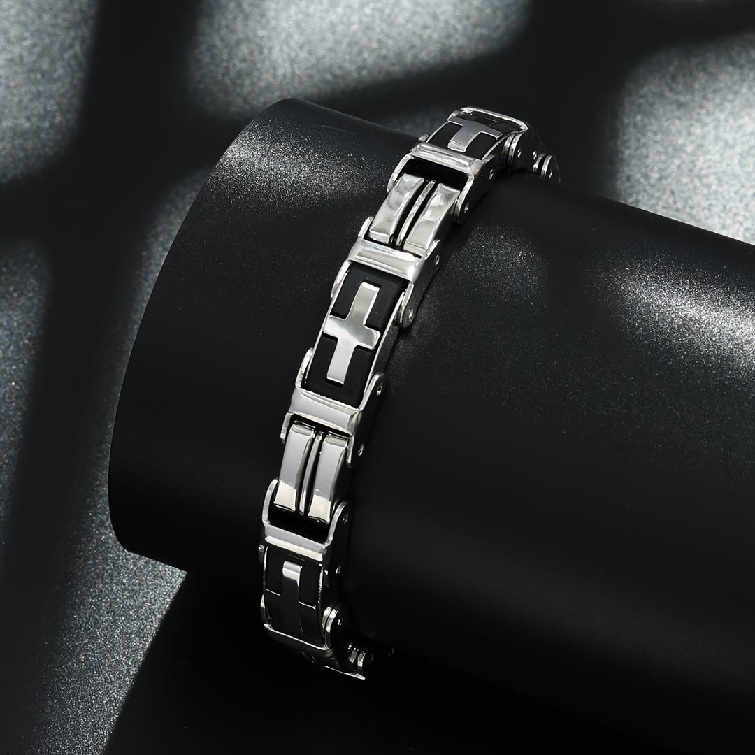 Christianartworkshop Robustes Armband im Biker-Stil mit Kreuzeinlage: Symbol unerschütterlicher innerer Gelassenheit - image 7