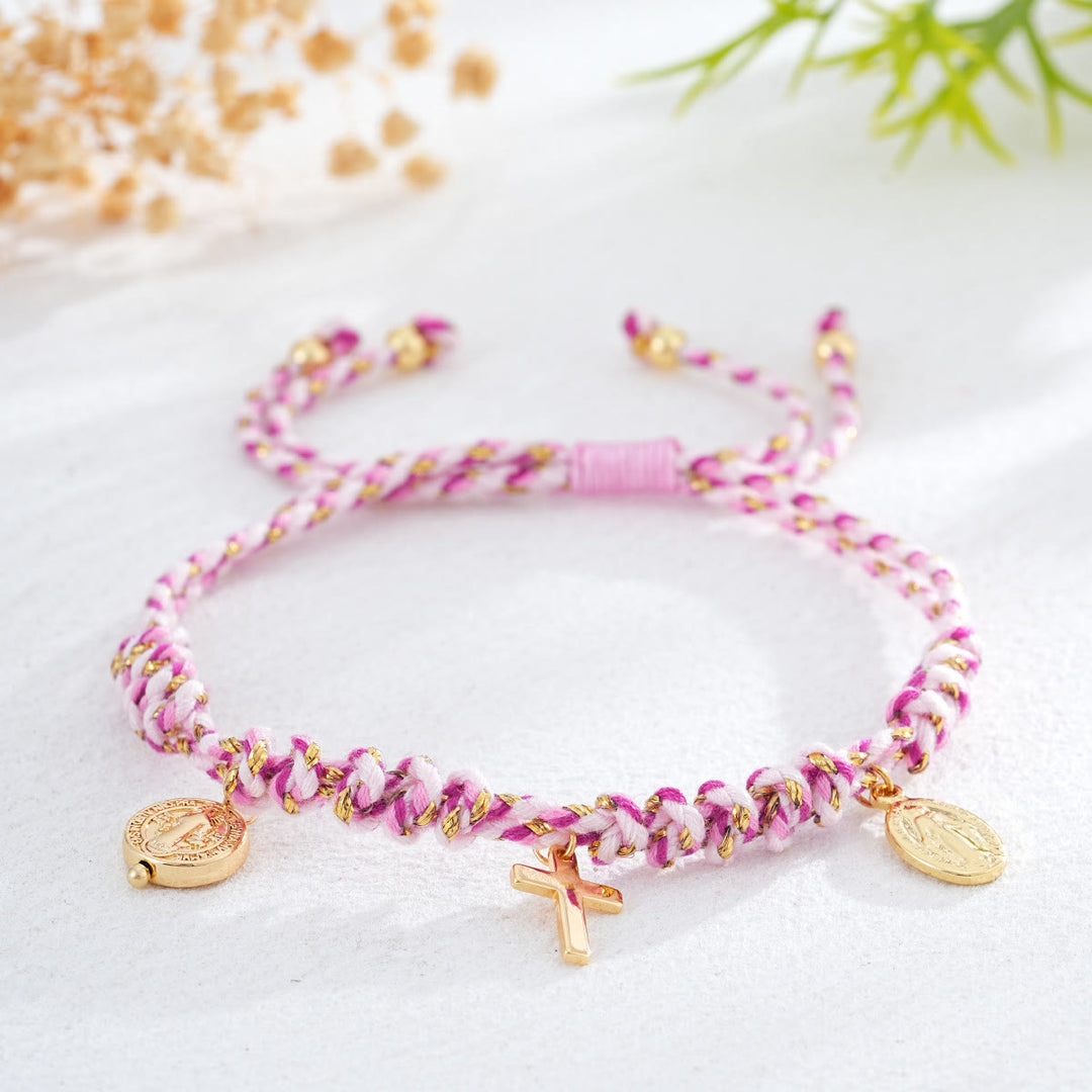 Christianartworkshop Armband mit böhmischem Kreuzanhänger aus gedrehtem Seil: Symbol sanften, göttlichen Trostes - Hellviolett - image 2