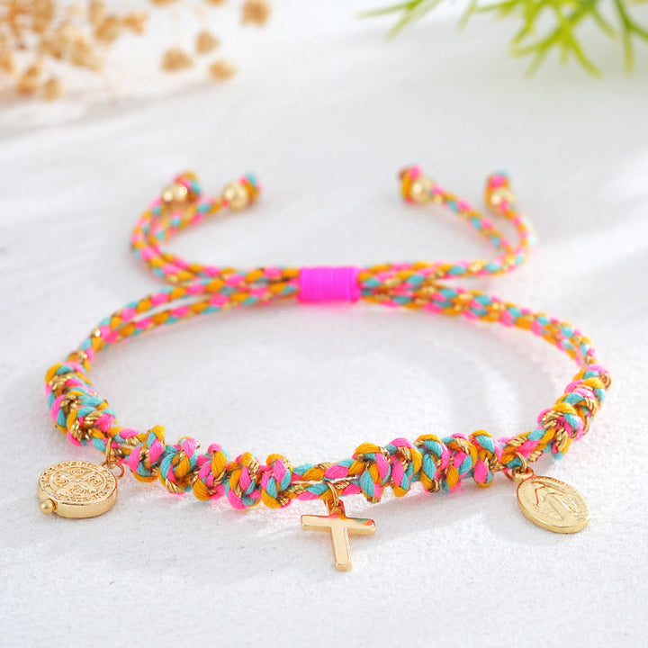 Christianartworkshop Armband mit böhmischem Kreuzanhänger aus gedrehtem Seil: Symbol sanften, göttlichen Trostes - Leuchtender Regenbogen - image 6