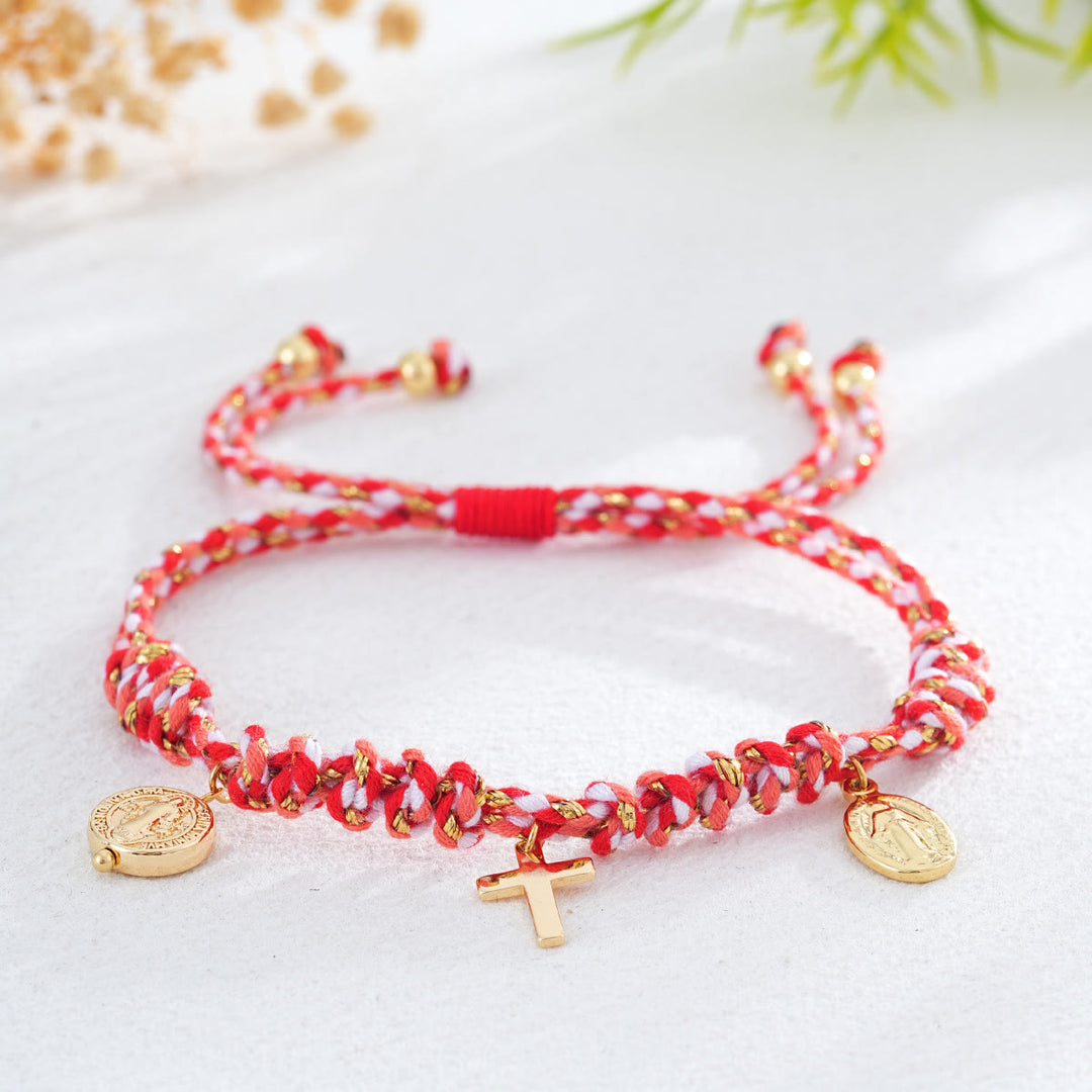 Christianartworkshop Armband mit böhmischem Kreuzanhänger aus gedrehtem Seil: Symbol sanften, göttlichen Trostes - Rot - image 5