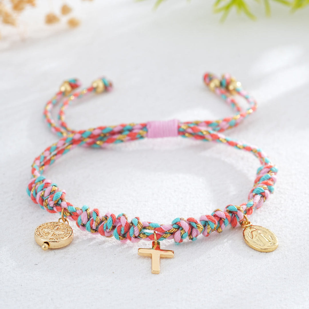 Christianartworkshop Armband mit böhmischem Kreuzanhänger aus gedrehtem Seil: Symbol sanften, göttlichen Trostes - Lichtregenbogen - image 3
