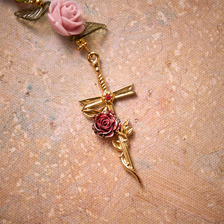 Christianartworkshop Rosenkranz aus rosa und grünen, facettierten Glasperlen mit Crackle-Effekt und Rosenmotiven, Marienkreuz - image 5